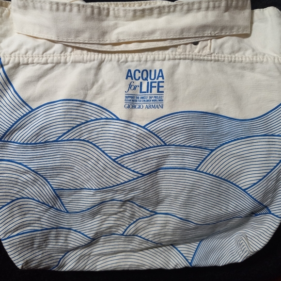 Giorgio Armani UNICEF collab bag large off white-cream colored linen toute bag - Picture 3 of 11